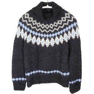 Vintage J CREW Nordic Fair Isle Chunky Turtleneck Sweater Size M  Wool Mohair